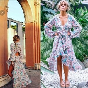 Spell Sayulita Frill Gown Musk